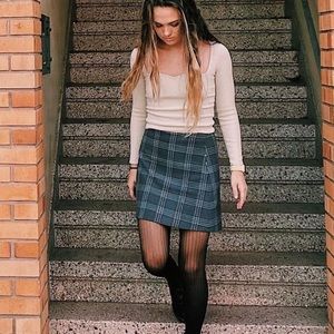 Wilfred (Aritizia) Grey Plaid Mini Skirt